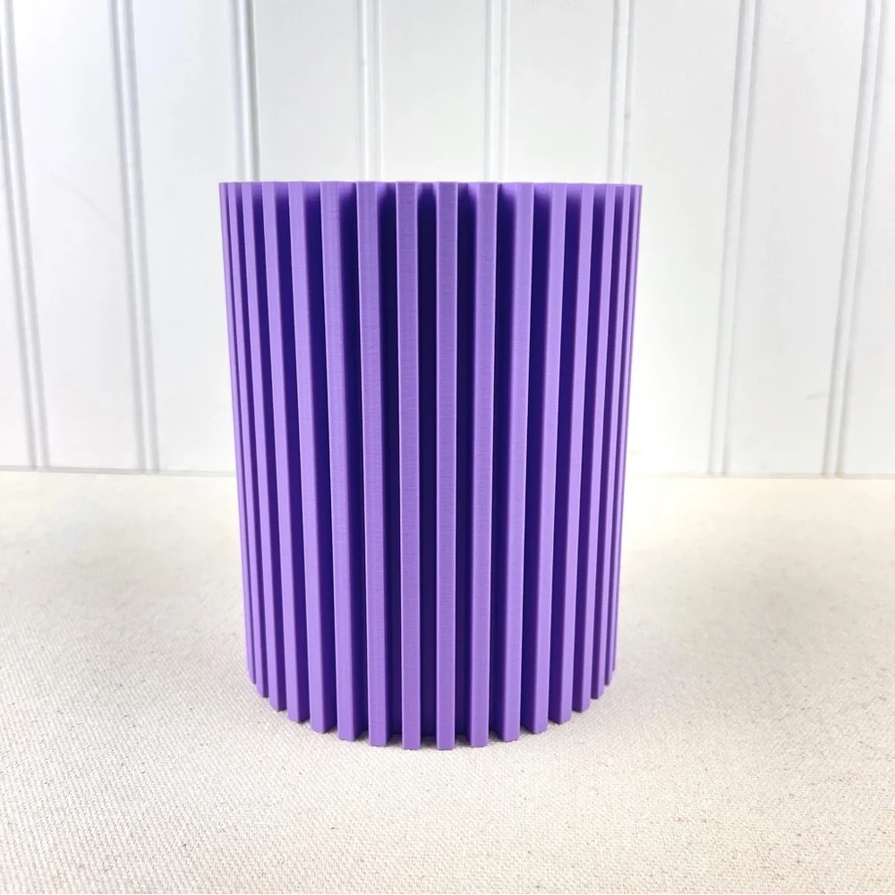 Striped Lidded Storage Container, Organizer for Desk, Vanity or Home